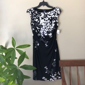 CHAPS black flower dress NWT